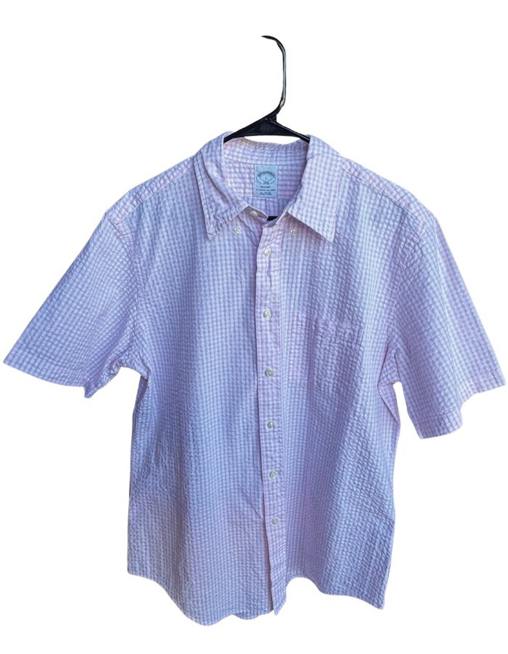 Brooks Brothers 1818 Regent Original Polo Shirt Pink Gingham Large L Cotton